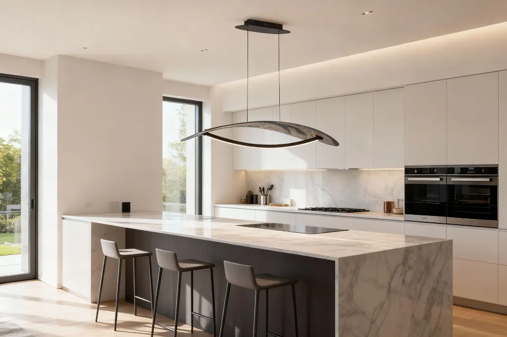 Chandelier Kitchen Island Installation.webp