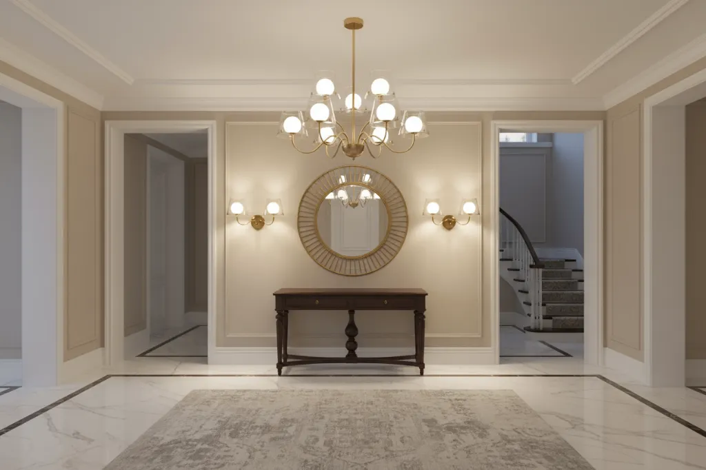 Gold_Chandelier_Entryway_With_Wall_Lights.webp