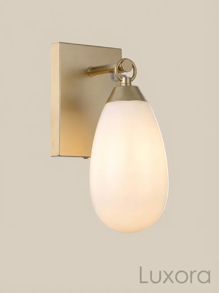 Antique Brass Wall Sconce Glass Shade Detail.webp