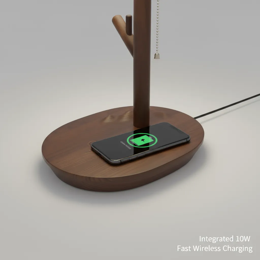 Modern Table Lamp - Wireless Charging Detail.webp