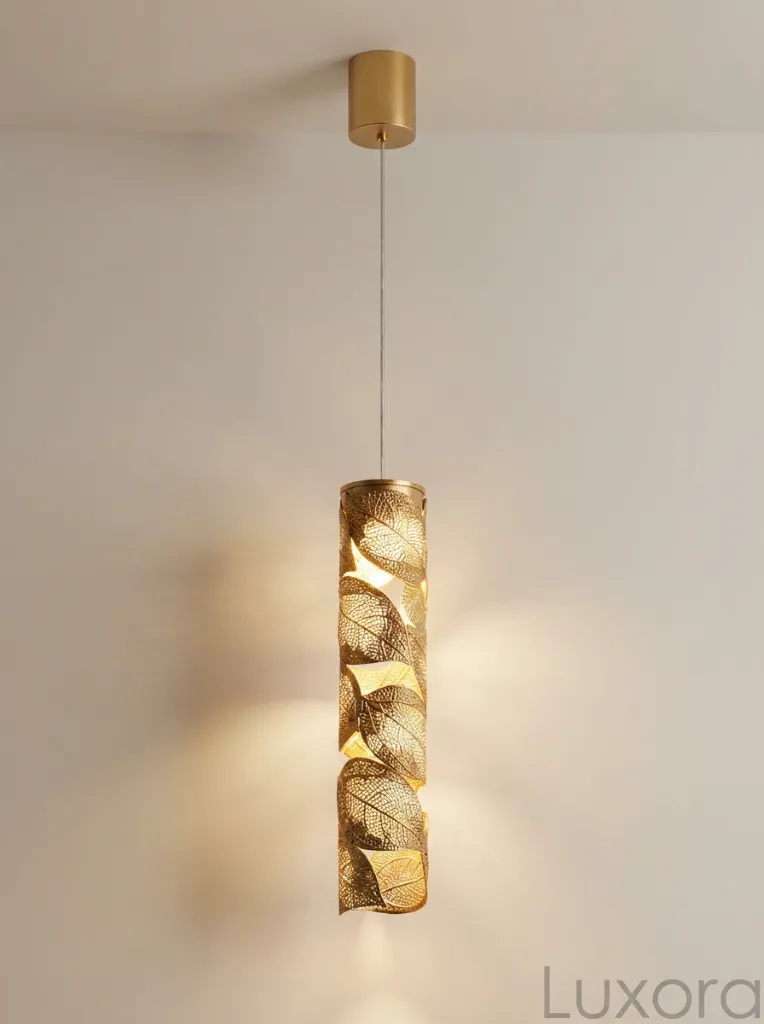 Gold Leaf Pendant Light 45 Degree Angle.webp