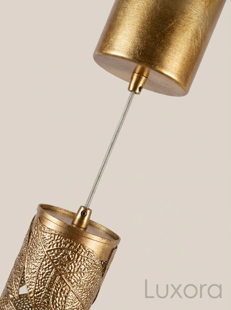 Gold Leaf Pendant Light Hardware Detail.webp