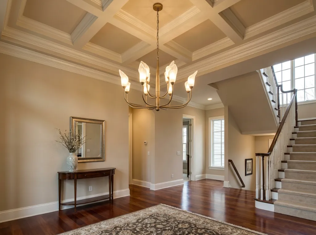 Antique Brass Chandelier Entryway.webp