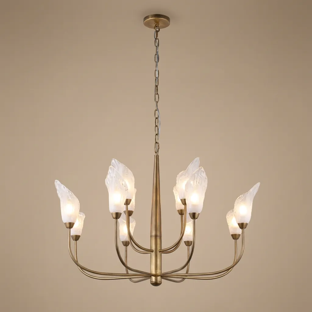 Antique Brass Chandelier Front View.webp