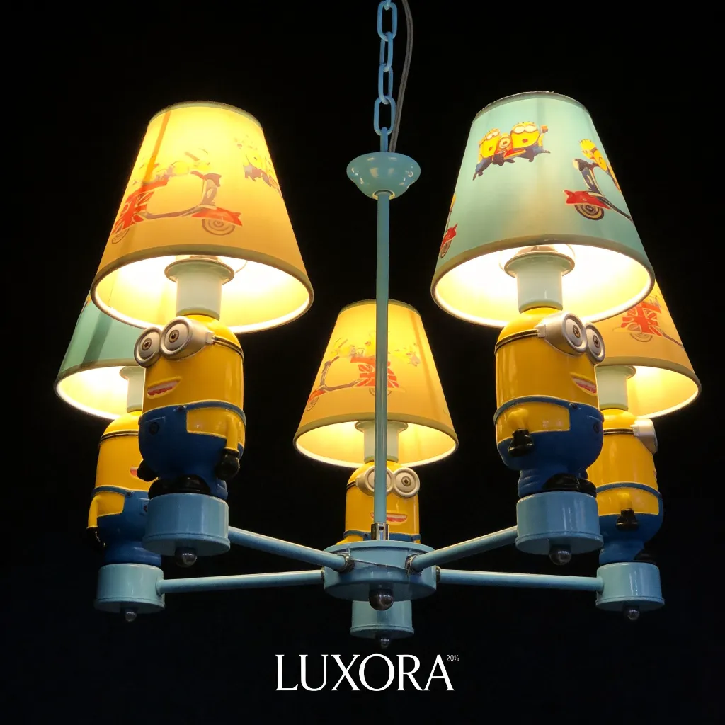 LUXORA Minions Chandelier Illuminated Light ON_1.webp