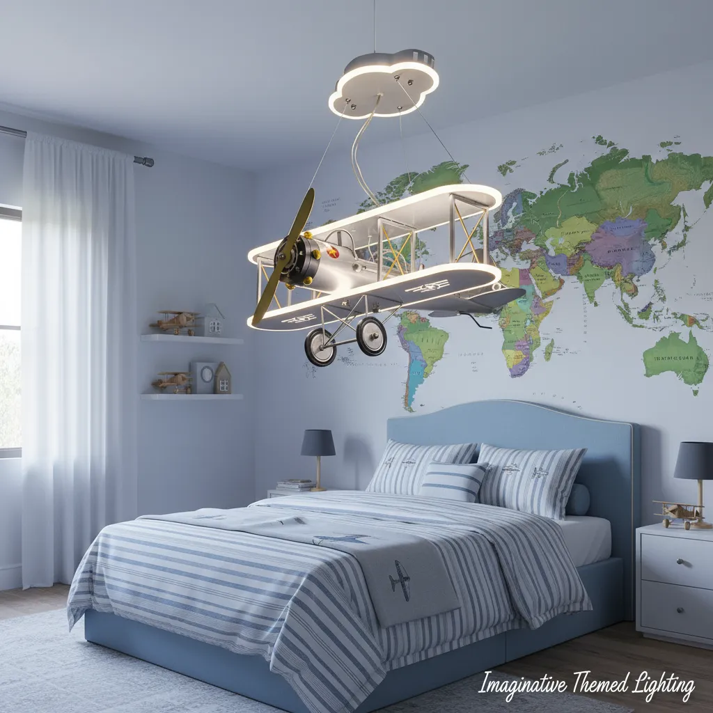 Biplane LED Pendant - Children's Bedroom.webp