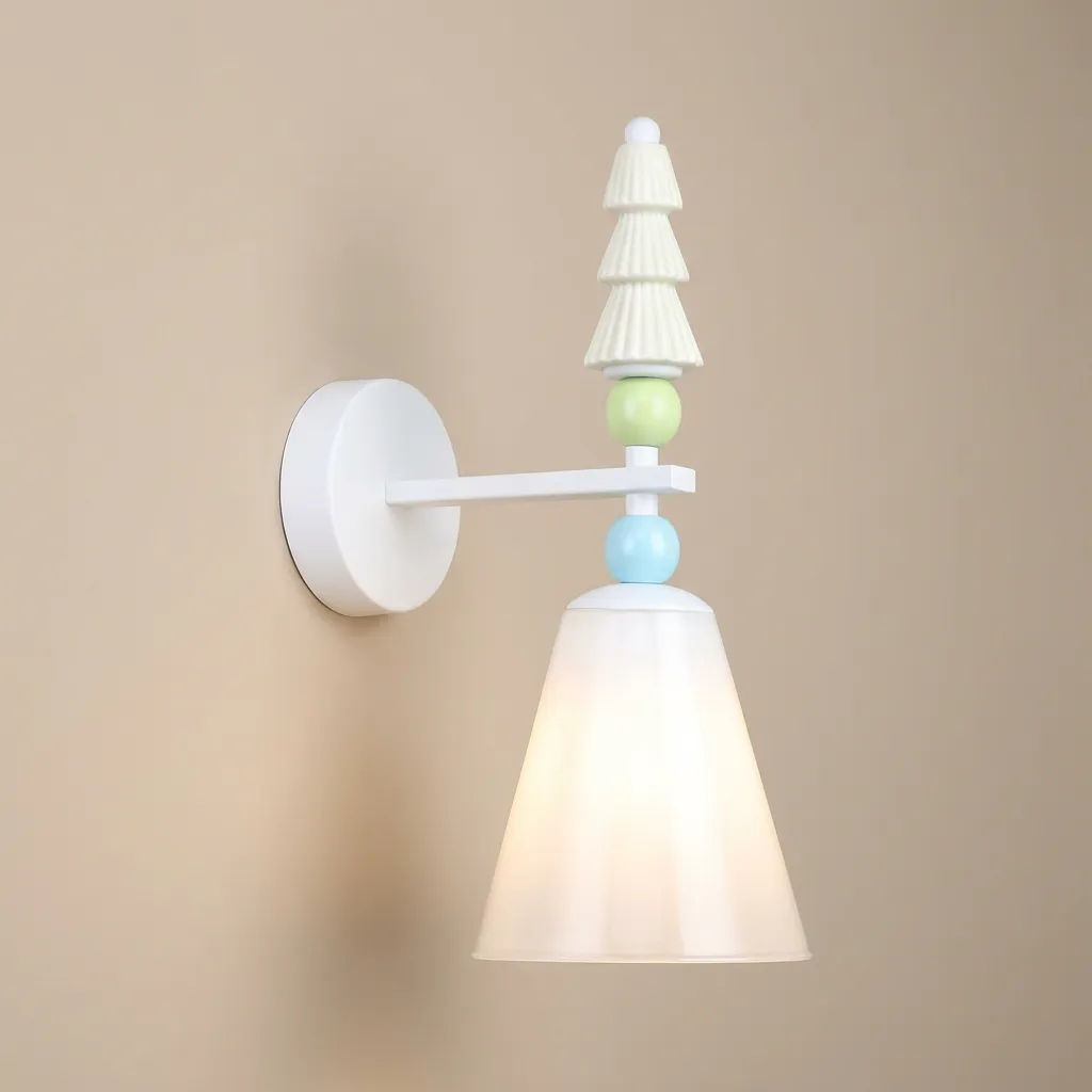 White Wall Sconce Illuminated.webp