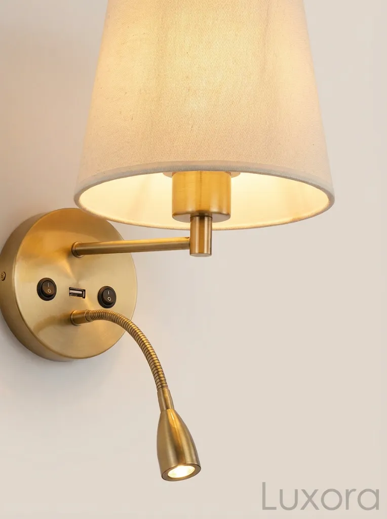 BEETA Wall Sconce Fabric Shade Detail.webp