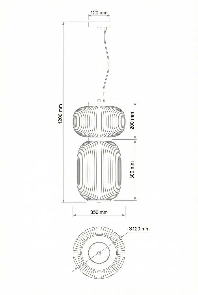 Ribbed Pendant Lamp Technical Drawing.webp