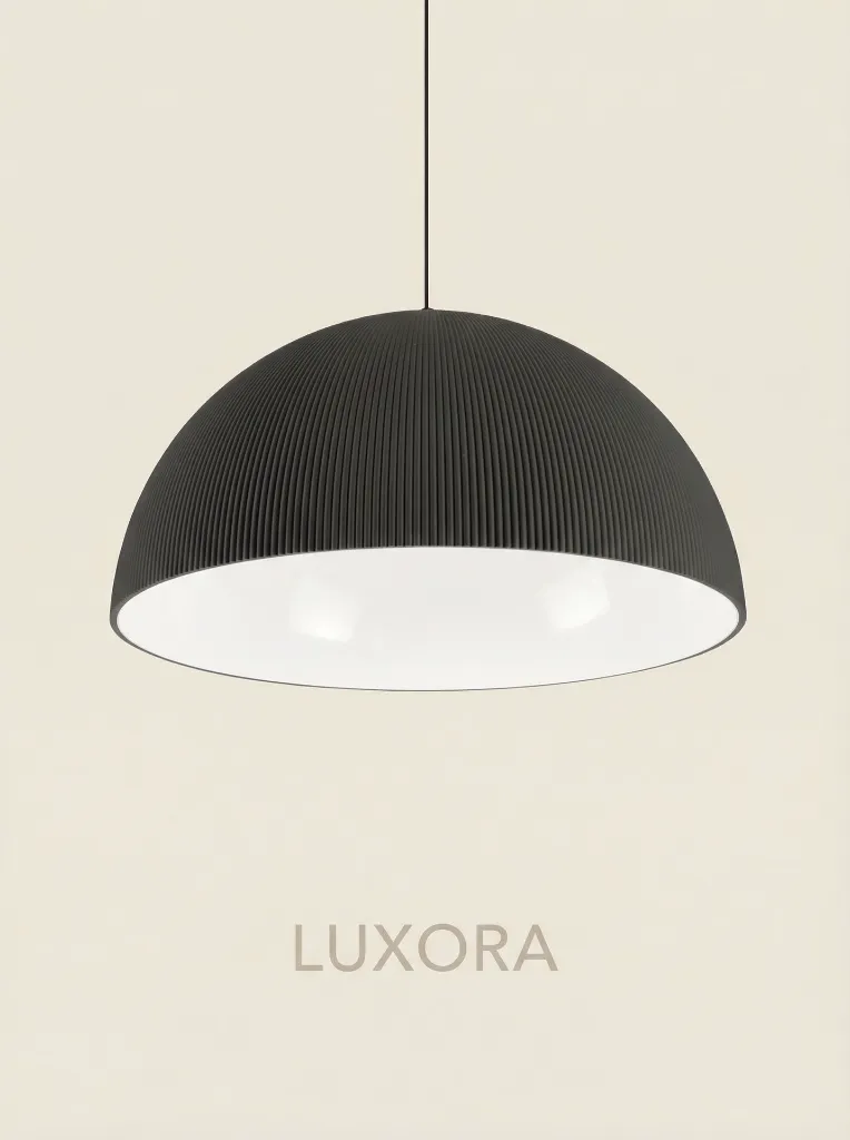 Black Fluted Pendant Lamp Three-Quarter Angle.webp