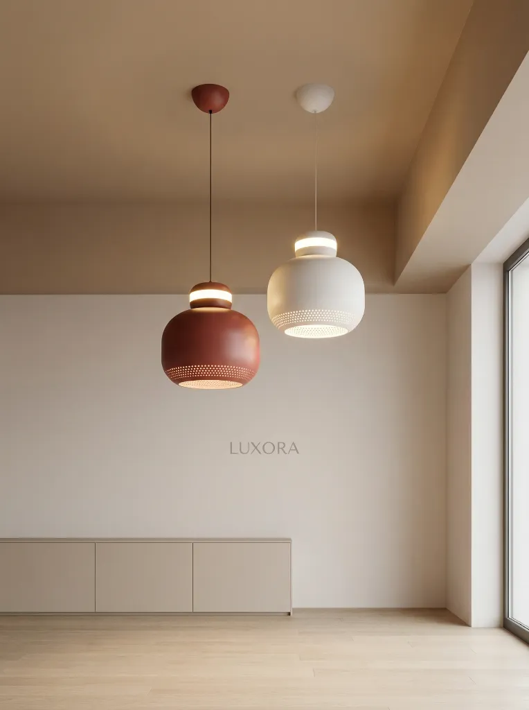 Red and White Cylindrical Pendant Lamp Installation.webp