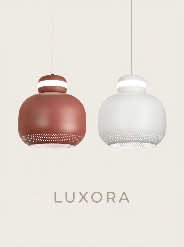 Red and White Cylindrical Pendant Lamp Bottom Profile.webp