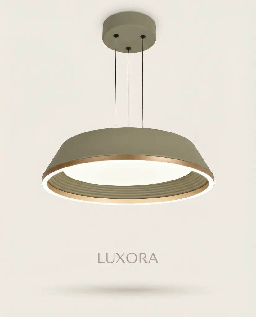 Olive Green Gold Pendant Lamp Bottom Profile.webp