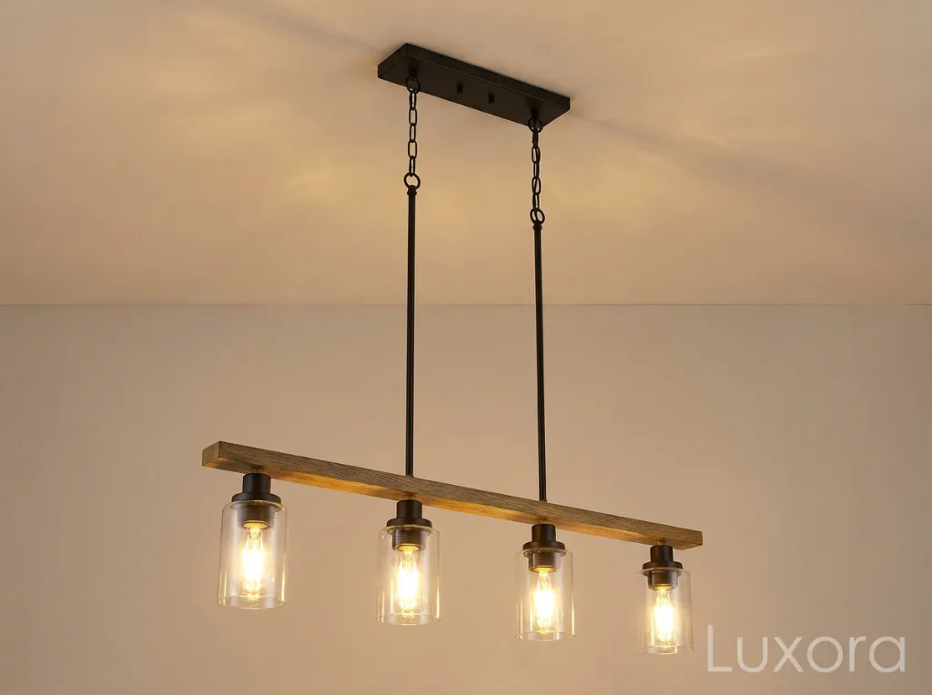 Wooden Beam Pendant Light 45 Degree Angle.webp