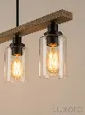 Wooden Beam Pendant Light Glass Bulb Detail.webp