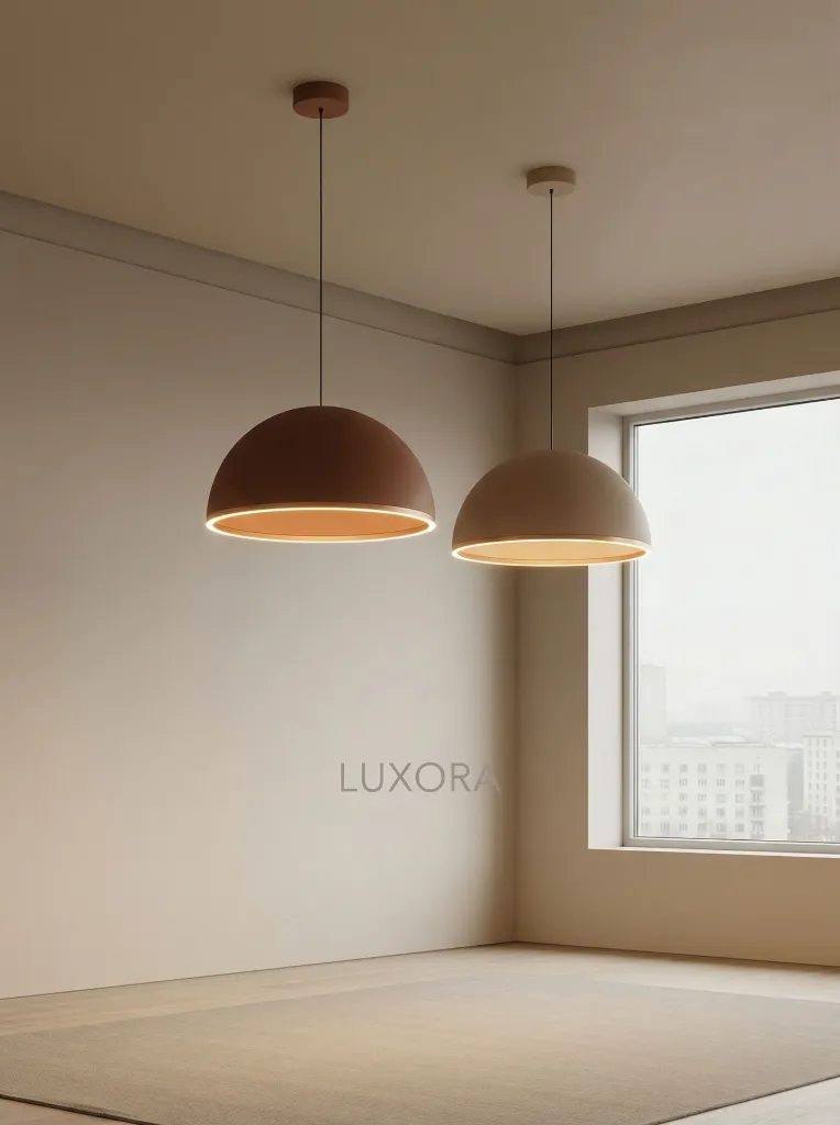 Coffee and Khaki Dome Pendant Lamp Installation.webp
