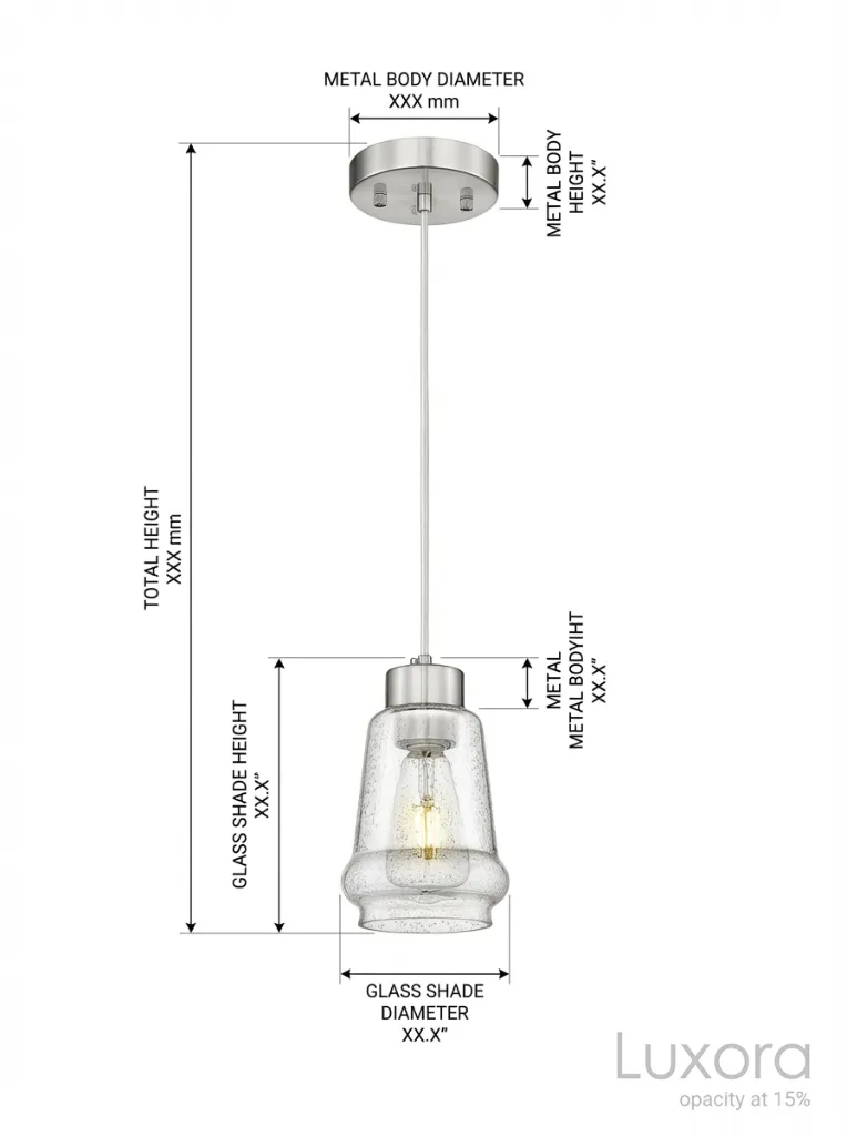 Nickel Pendant Light Technical Dimensions.webp