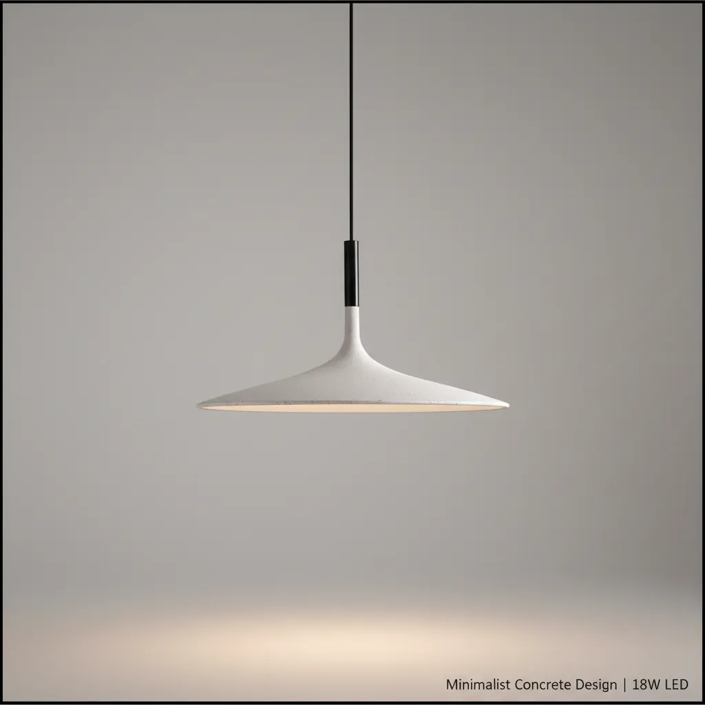 Concrete Pendant Light - Front View White.webp