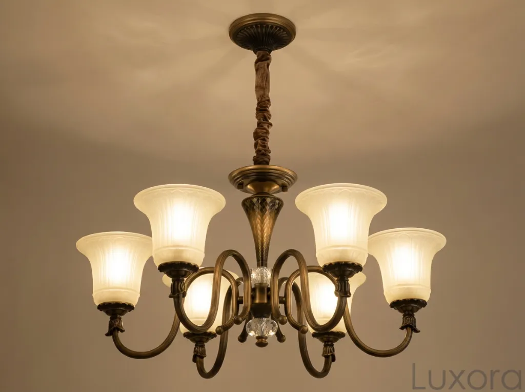 Antique Bronze 5-Arm Chandelier 45 Degree Angle.webp