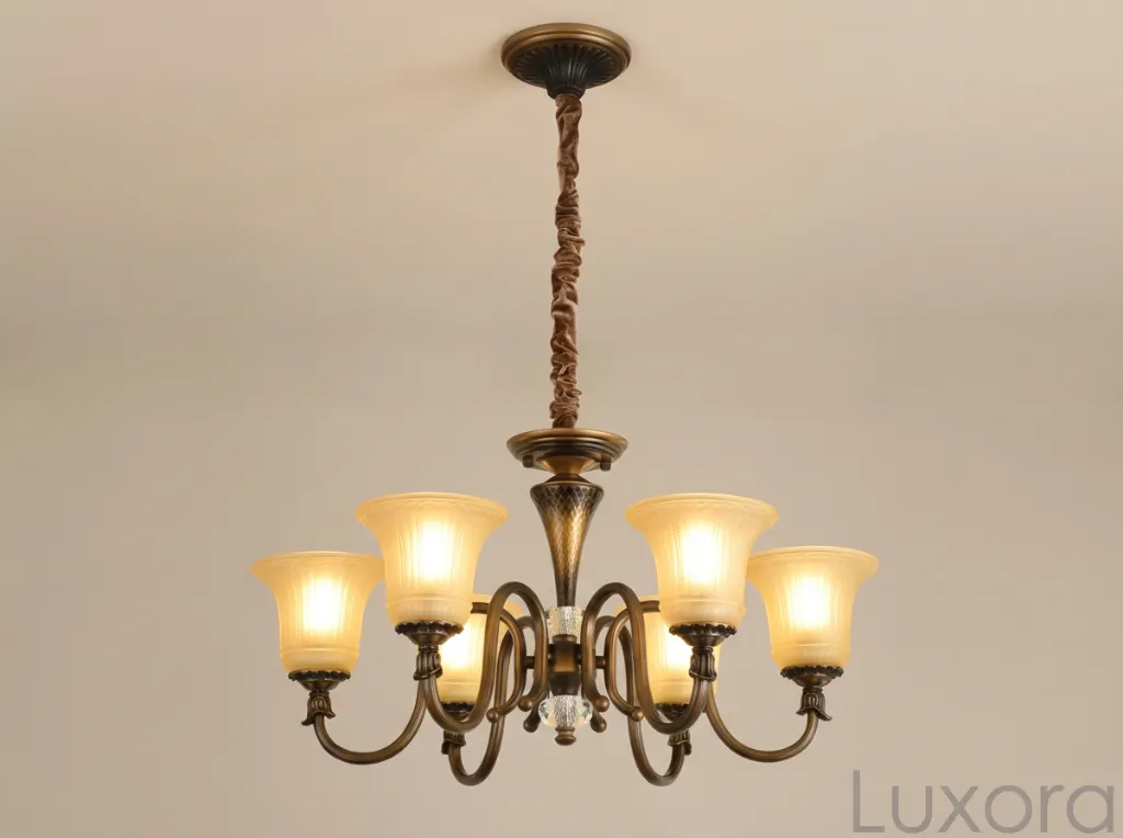 Antique Bronze 5-Arm Chandelier Centered Hero.webp
