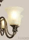 Antique Bronze 5-Arm Chandelier Frosted Glass Detail.webp