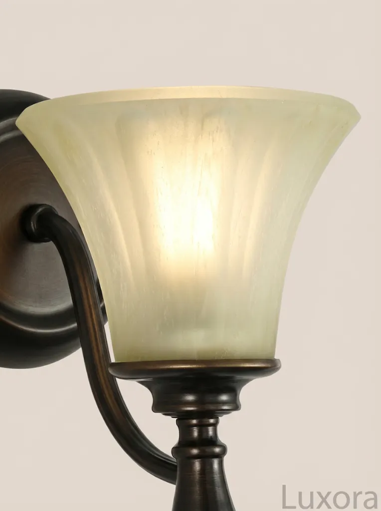 Dark Bronze Wall Sconce Frosted Glass Detail.webp