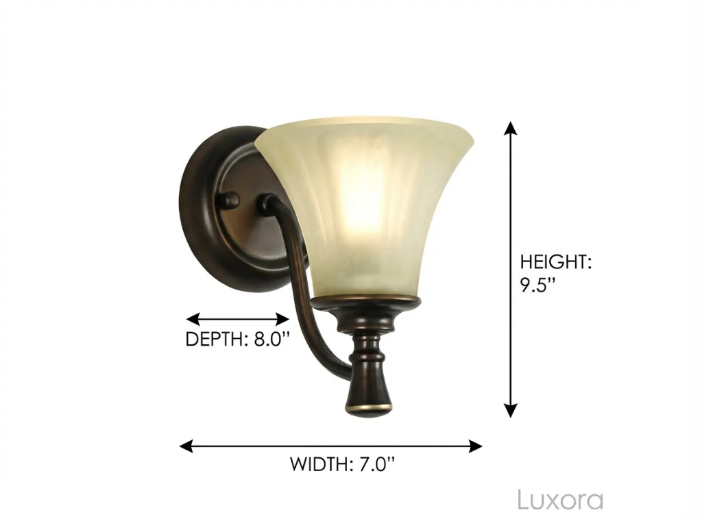 Dark Bronze Wall Sconce Technical Dimensions.webp