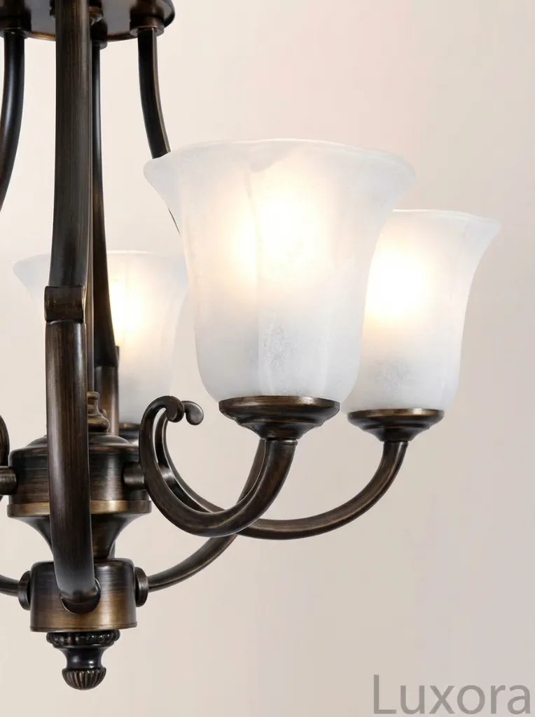 Dark Bronze Chandelier Glass Shade Detail.webp
