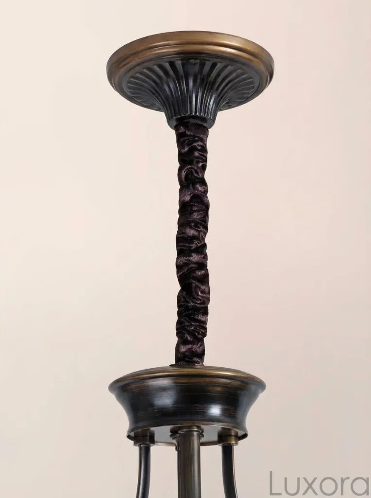 Dark Bronze Chandelier Fabric Stem Detail.webp