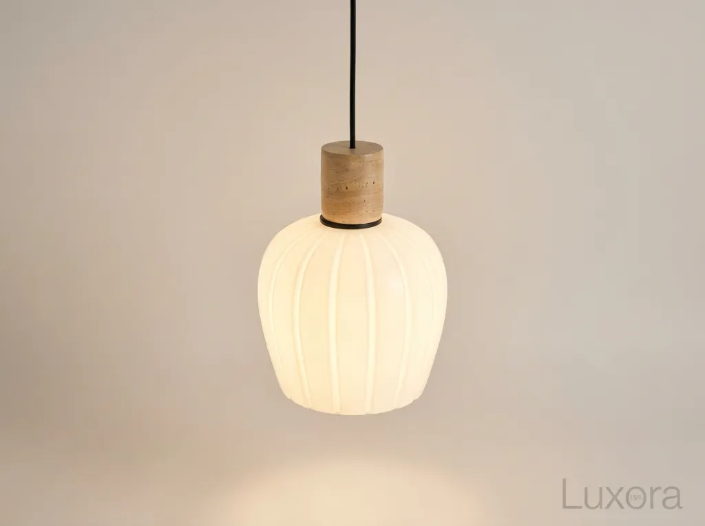 White Ribbed Pendant 45 Degree.webp