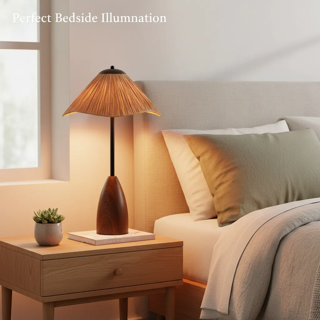 Natural Fiber Table Lamp - Bedroom Installation.webp