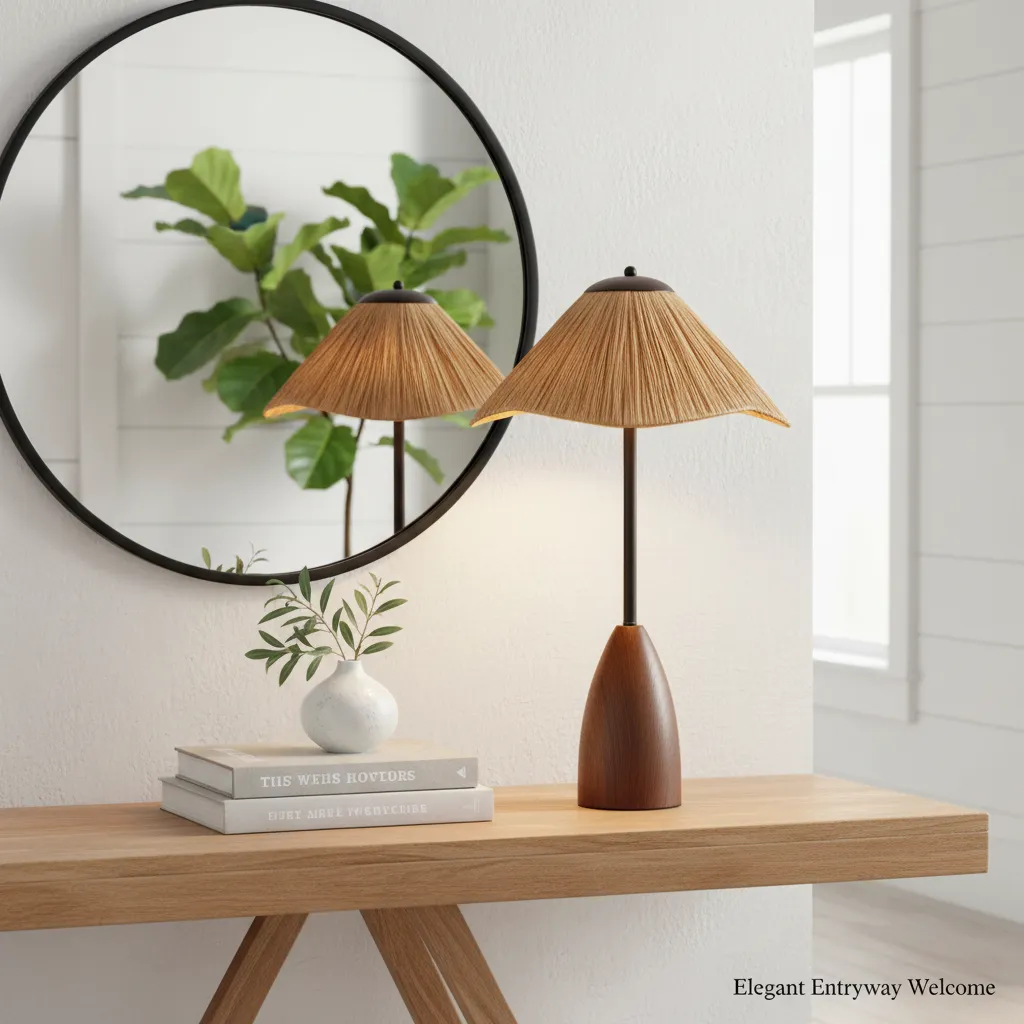 Natural Fiber Table Lamp - Console Table Installation.webp