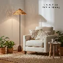 Natural Fiber Floor Lamp - Living Room Installation.webp