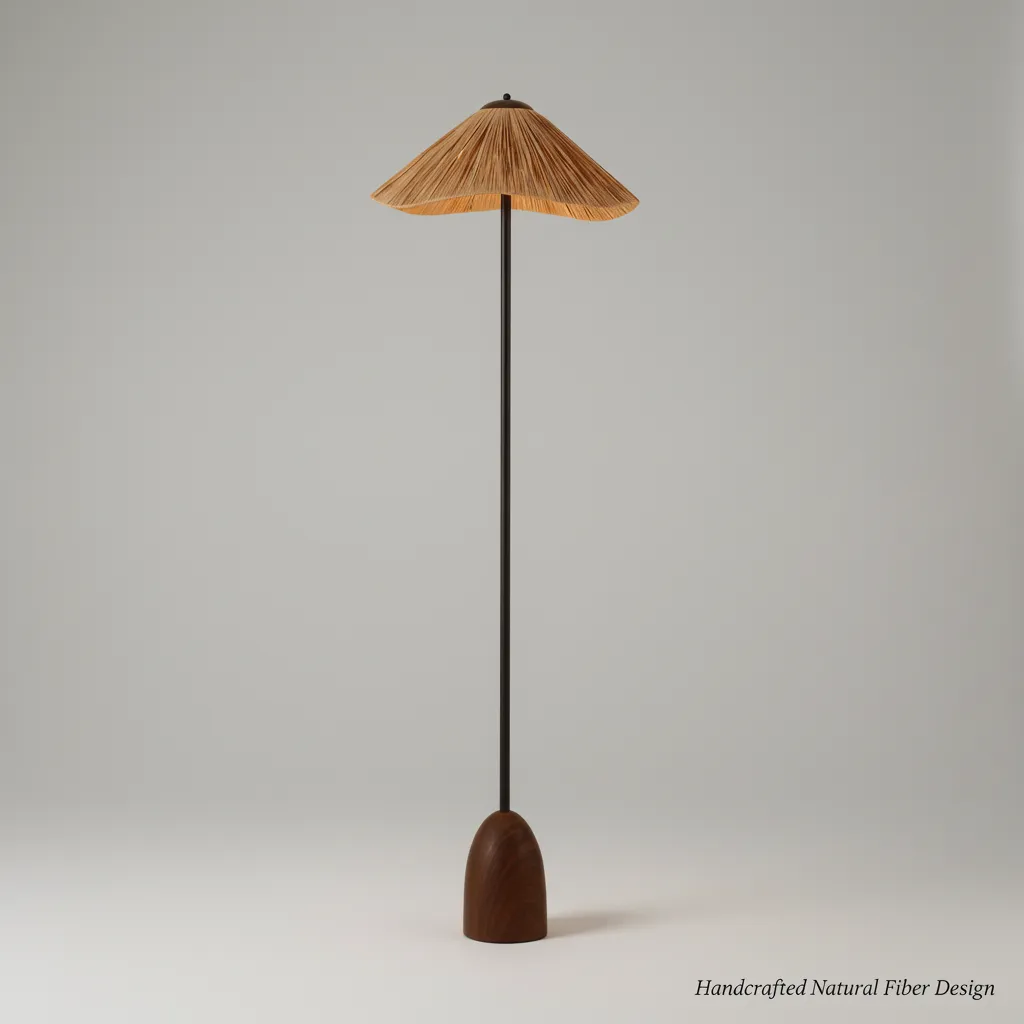 Natural Fiber Floor Lamp - Front View.webp
