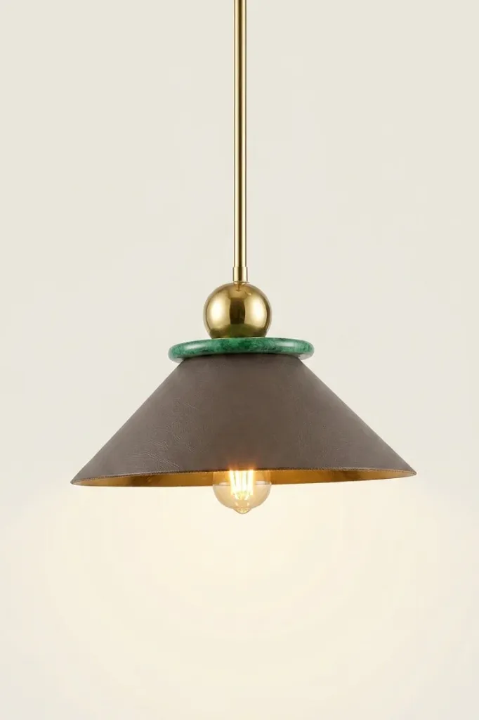 Clad Leather & Marble Pendant Lamp