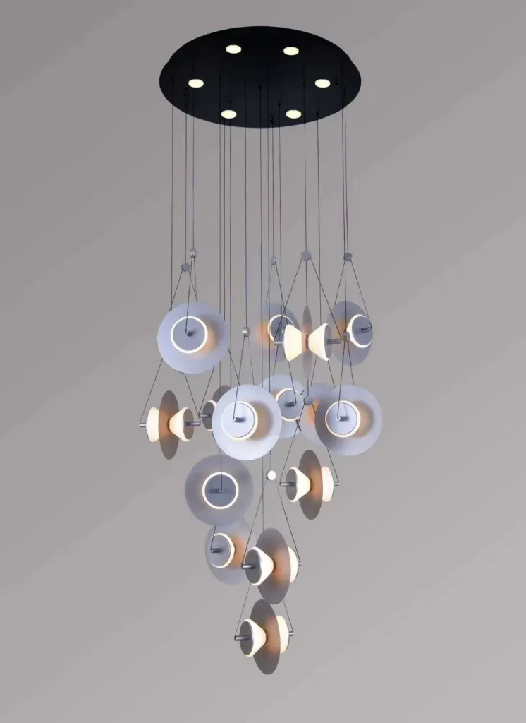 [1972/16 圆形
灰色 
 2M] ORIELA Cascade Chandelier
